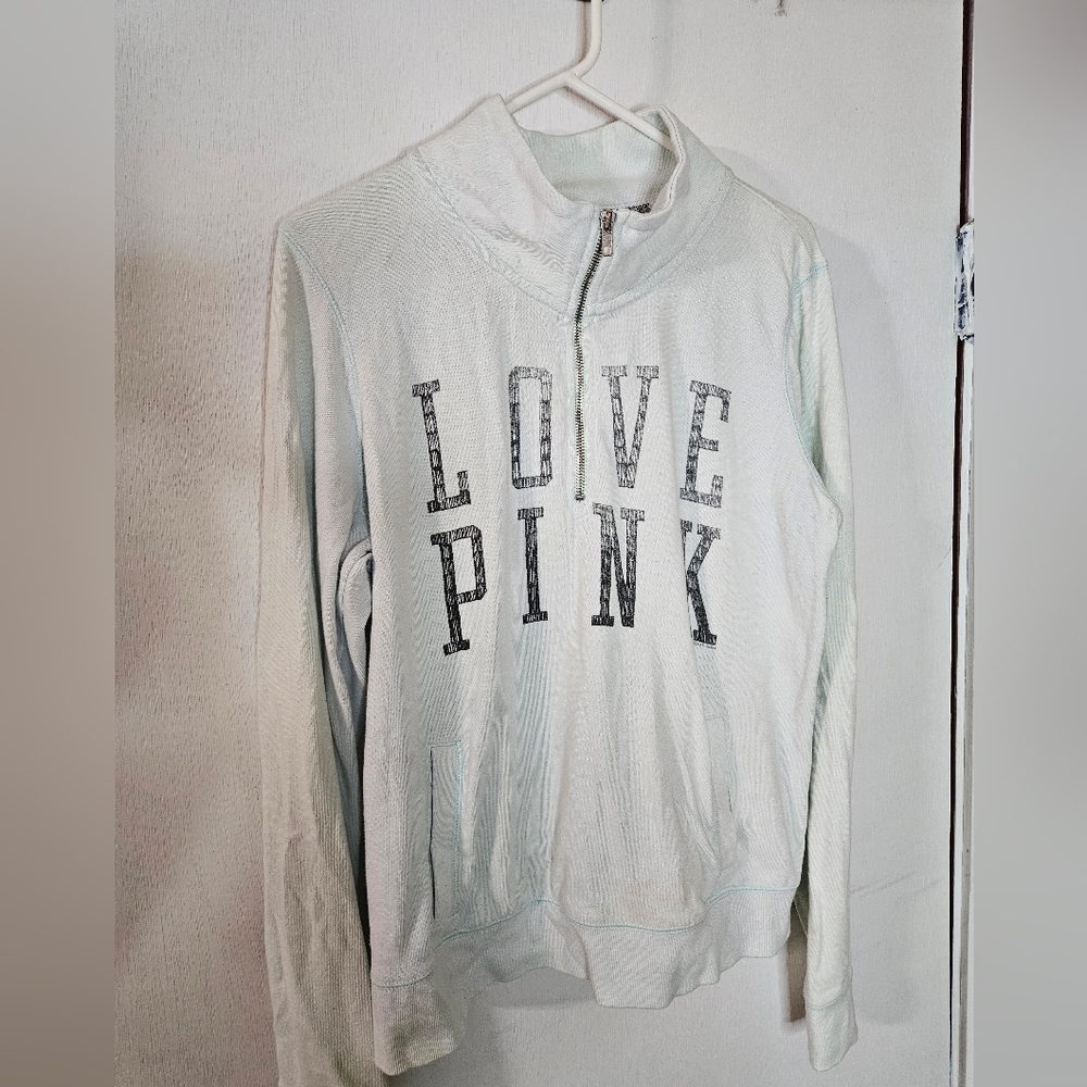 Victoria's Secret Pink Light Blue Half Zip Pullover